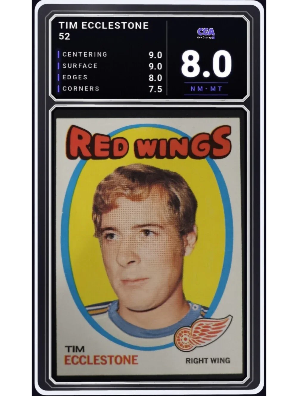 1971-72 Topps Hockey #52 Tim Ecclestone Detroit Red Wings -CGA 8.0 Digital Grade